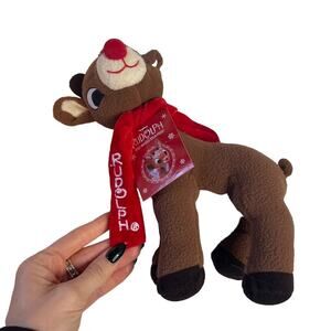 RUDOLPH NWT Stuffed Reindeer Christmas Holiday Animal Santa Brown Red